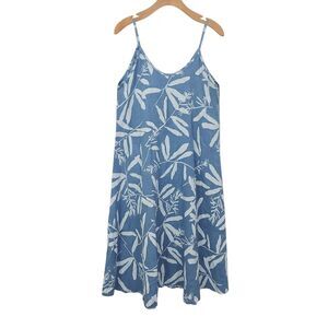 Meo Meli Midi Dress Womens M/L Blue 100% Linen Hawaiian Print Made in Italy